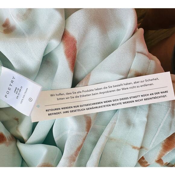 NWT Poetry Aqua Rust Tie Dye 3/4 Sleeve Front Button Mandarin Collar 12 - Picture 9 of 12